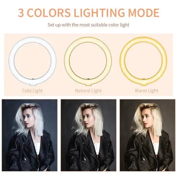 10-inch Ring Light with PTZ Clip Floor Lamp Stand Set