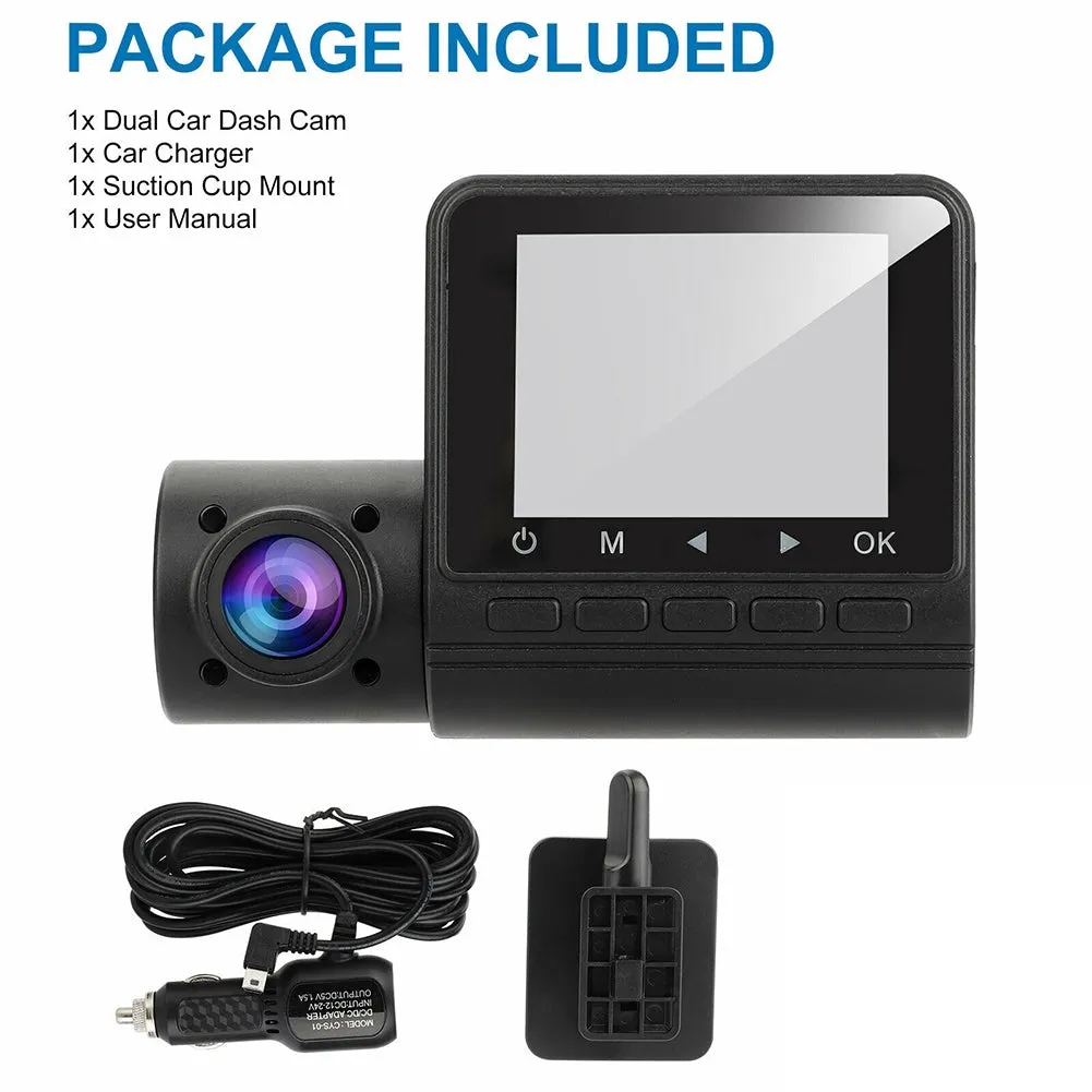 2-inch Dual-lens Driving Recorder 1080P Front Car Night Vision