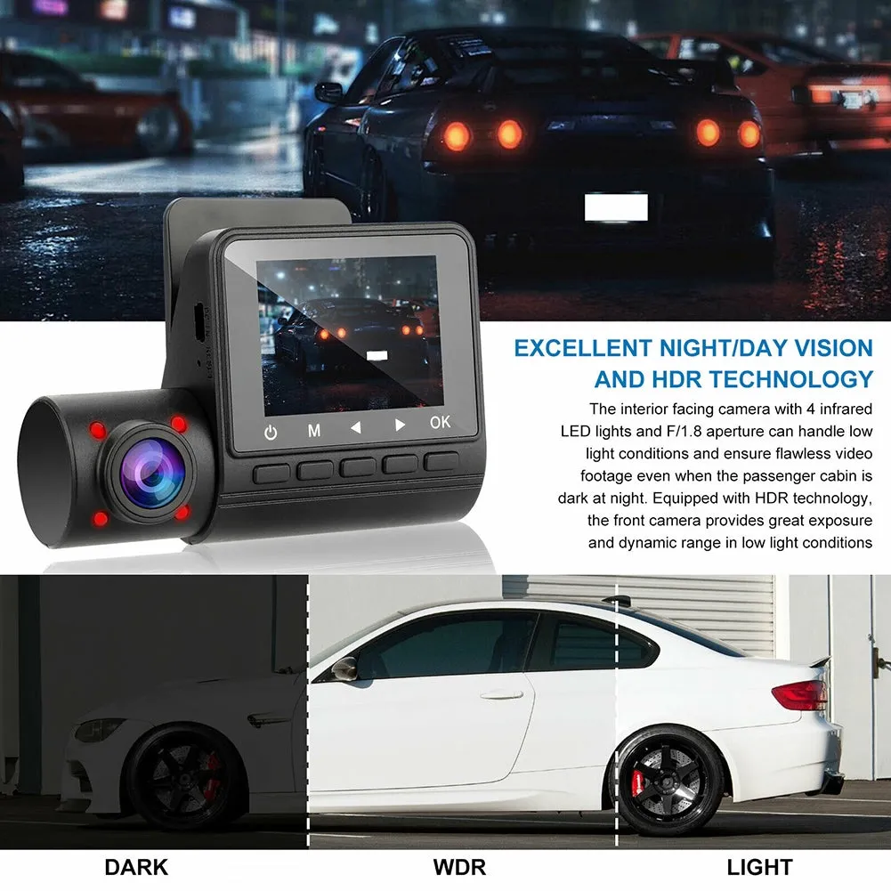 2-inch Dual-lens Driving Recorder 1080P Front Car Night Vision