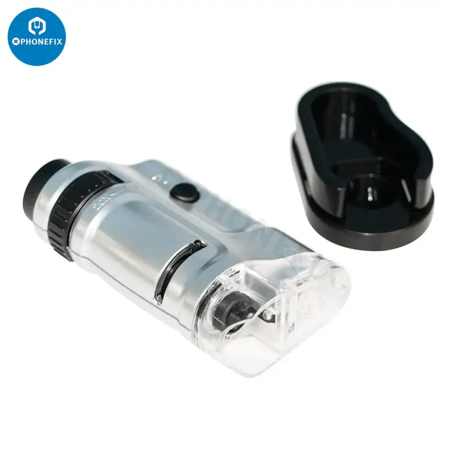 20-40X LED Lighted Pocket Microscope Zoom Magnifier with Slide Base