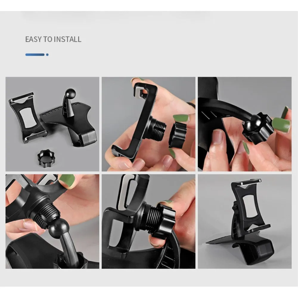 3 in 1 Car GPS Smartphone Holder: Dashboard / Visor Clamp   AC Grid Clip for Asus ZenFone Zoom S - Black