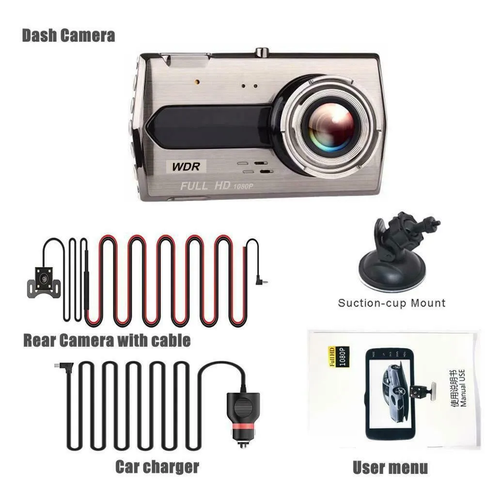 4.0-inch Hd Screen Wide-angle Lens 6E Car Dash Cam 1080p Night