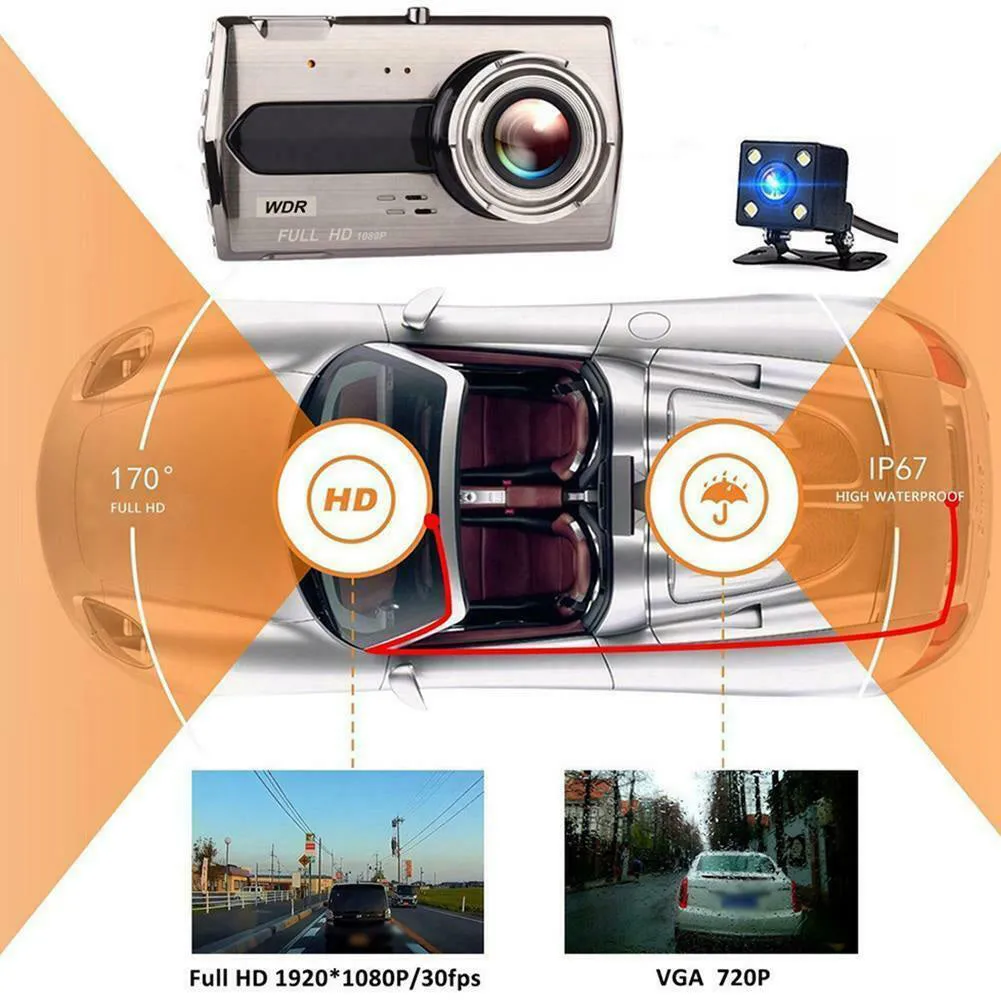 4.0-inch Hd Screen Wide-angle Lens 6E Car Dash Cam 1080p Night