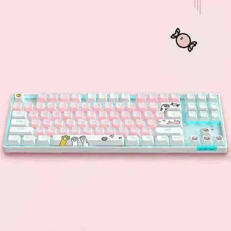 87 Key Rgb Light Effect Green Axis Portable Mechanical Keyboard