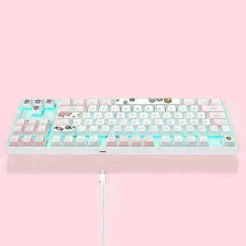 87 Key Rgb Light Effect Green Axis Portable Mechanical Keyboard