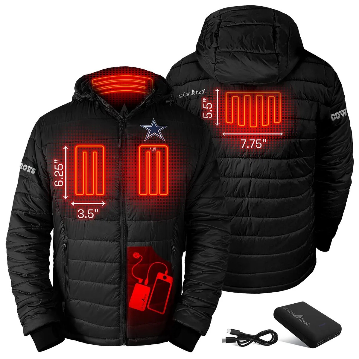 ActionHeat Dallas Cowboys 5V Men's Puffer Battery Heated Jacket