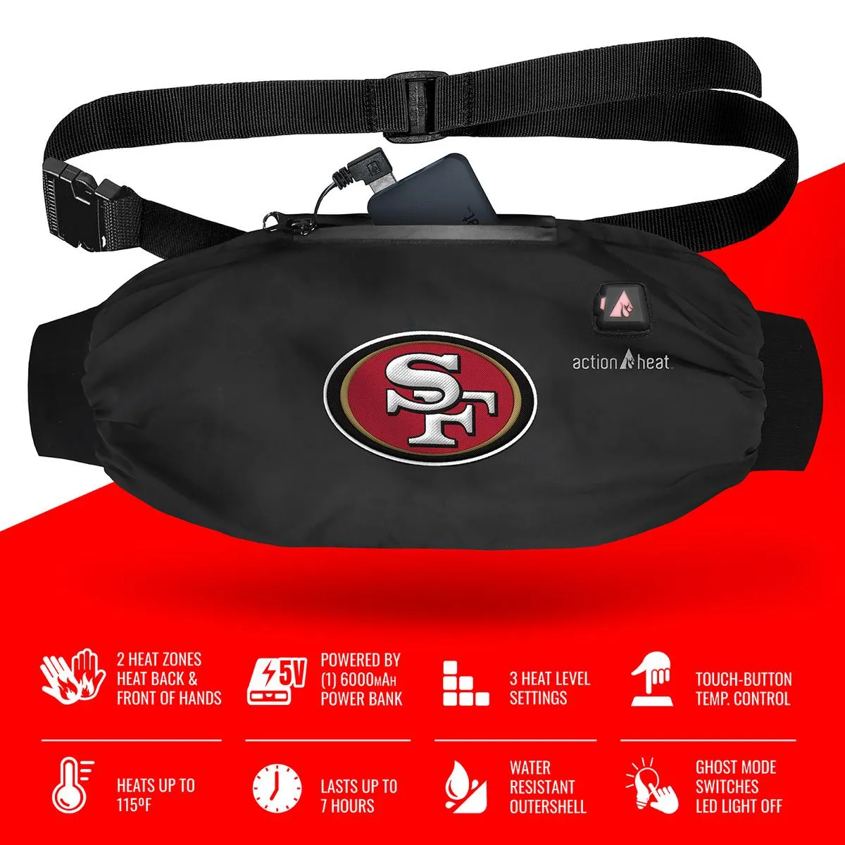 ActionHeat San Francisco 49ers 5V Battery Heated Hand Muff