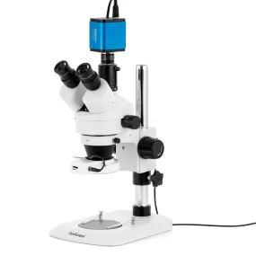 AmScope SM-1 Series Industrial Inspection Zoom Trinocular Stereo Microscope with 64 LED Compact Ring Light and HDMI Camera on Pillar Stand with Small Base AmScope SM-1 Series Industrial Inspection Zoom Trinocular Stereo Microscope with 64 LED Compact Ring Light and HDMI Camera on Pillar Stand with Small Base
