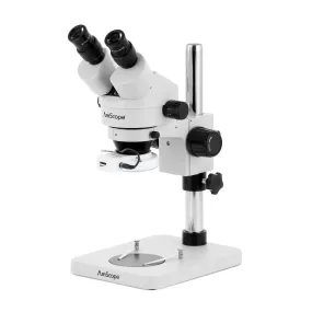 AmScope SM-1 Series Inspection and Dissecting Zoom Binocular Stereo Microscope with 56 LED Compact Ring Light and Optional Digital Camera on Compact Pillar Stand