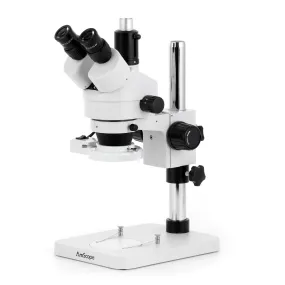 AmScope SM-1 Series Zoom Trinocular Stereo Microscope with 8W Fluorescent Ring Light and HDMI Camera on Pillar Stand