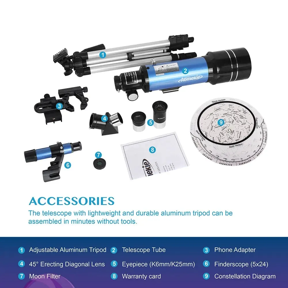 BeachScope 70400: Telescope with Adjustable Tripod and Phone Adapter (16x to 66x)