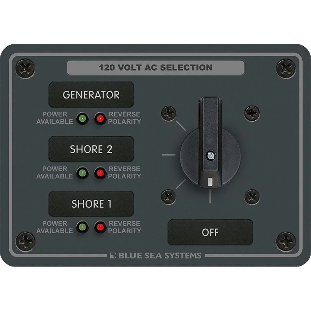 Blue Sea 8366 AC Rotary Switch Panel 30 Ampere 3 Positions   OFF, 2 Pole [8366]