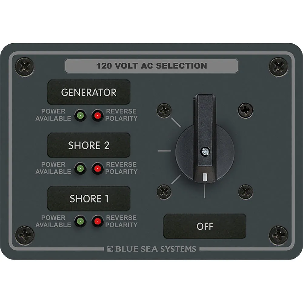 Blue Sea 8366 AC Rotary Switch Panel 30 Ampere 3 Positions   OFF, 2 Pole