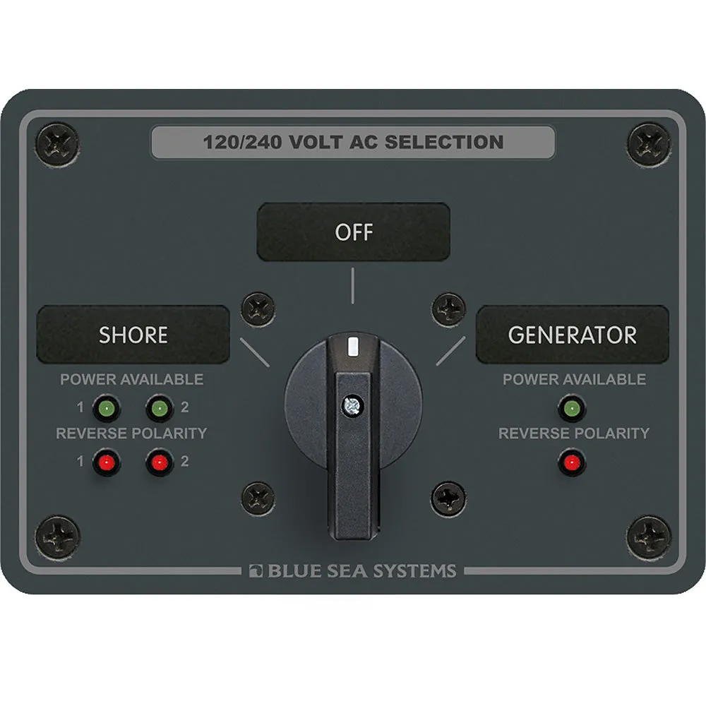 Blue Sea 8386 AC Rotary Switch Panel 30 Ampere 2 Positon   OFF, 4 Pole
