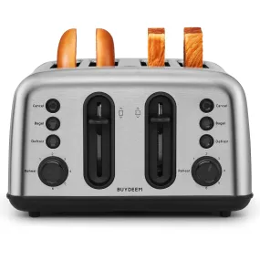 BUYDEEM 4-Slice Stainless Steel Metal Toaster DT440