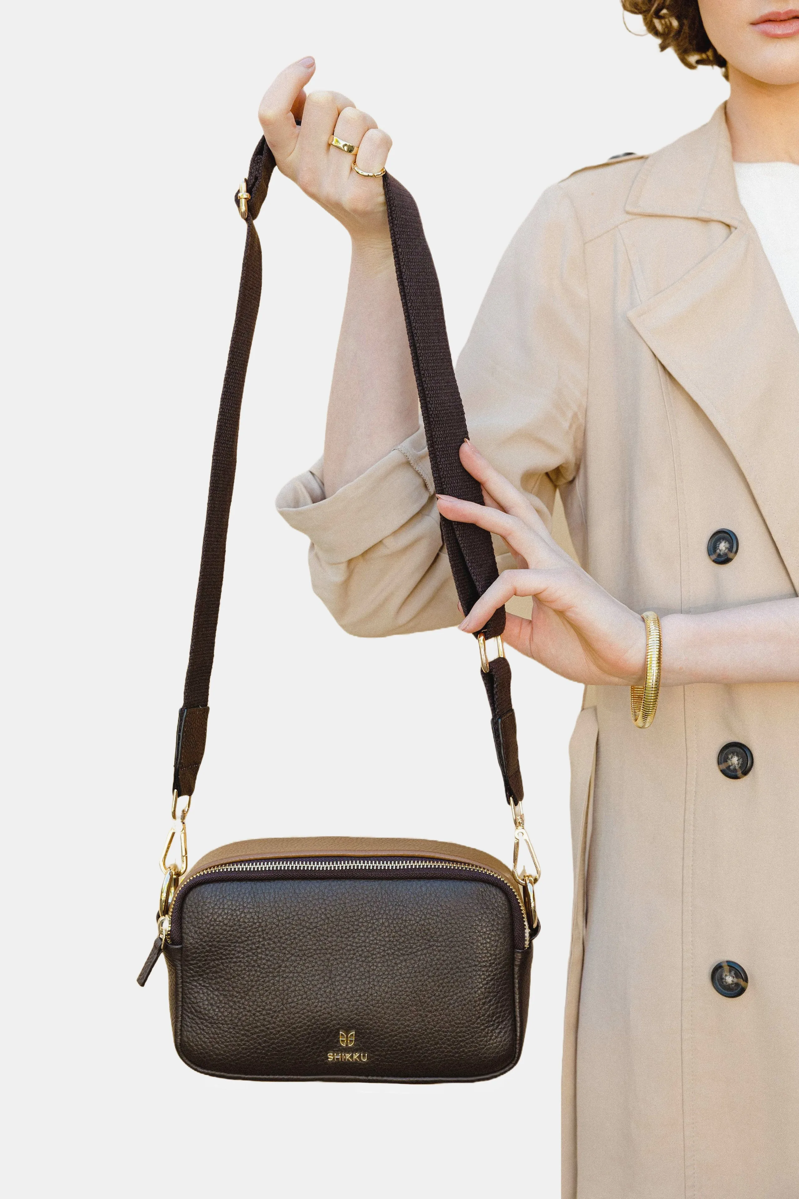 Camera Leather Bag - Brown Cappuccino