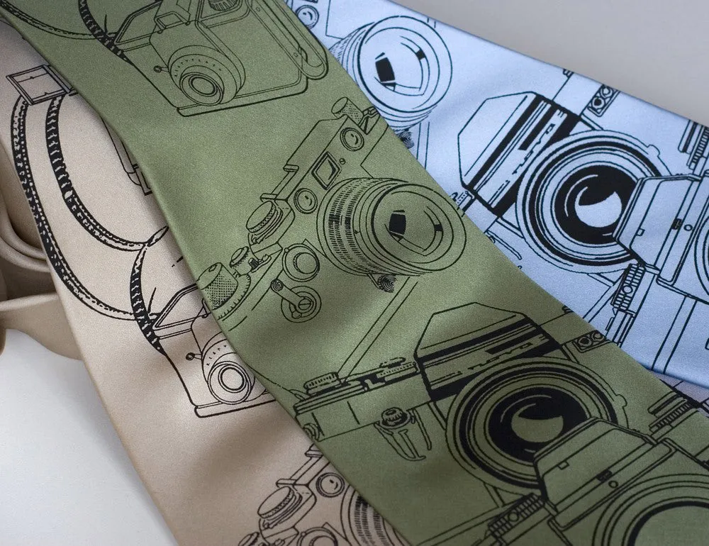 Camera Print Necktie. Photographer Tie.