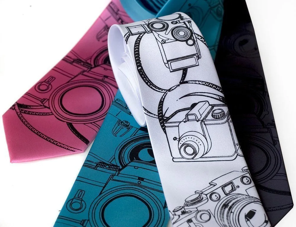Camera Print Necktie. Photographer Tie.