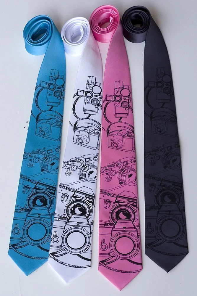 Camera Print Necktie. Photographer Tie.