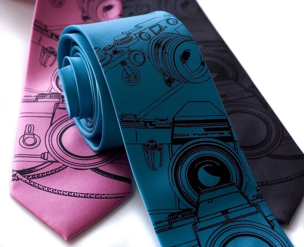 Camera Print Necktie. Photographer Tie.