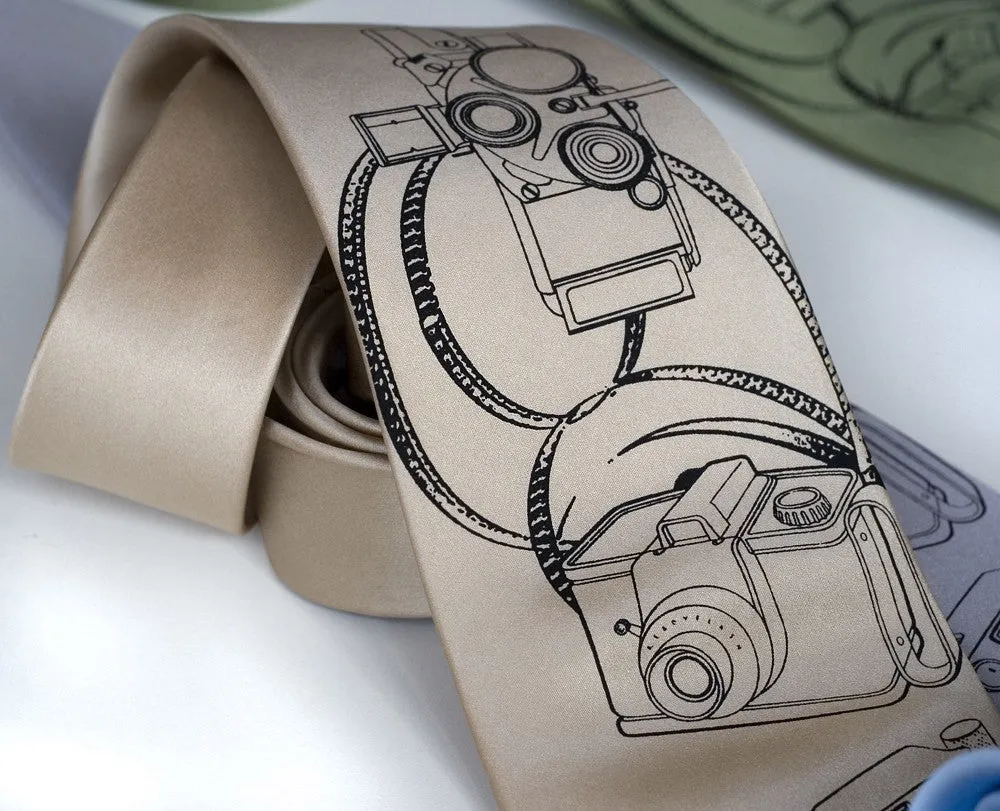 Camera Print Necktie. Photographer Tie.