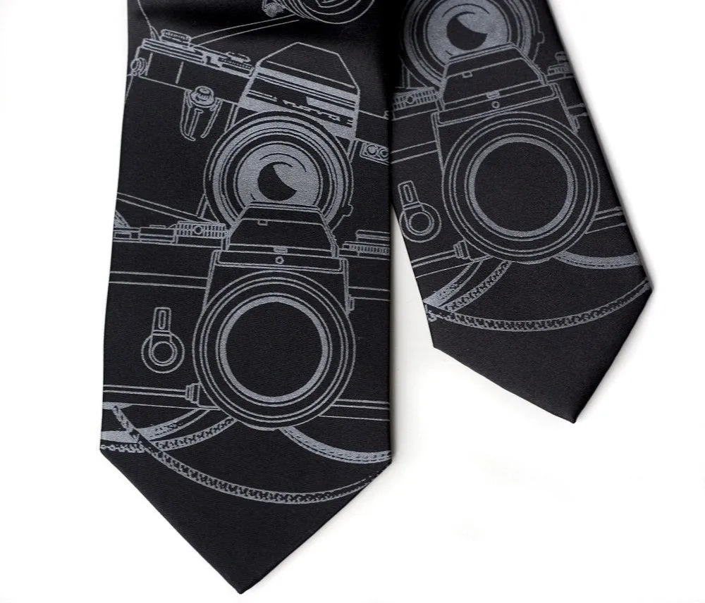 Camera Print Necktie. Photographer Tie.