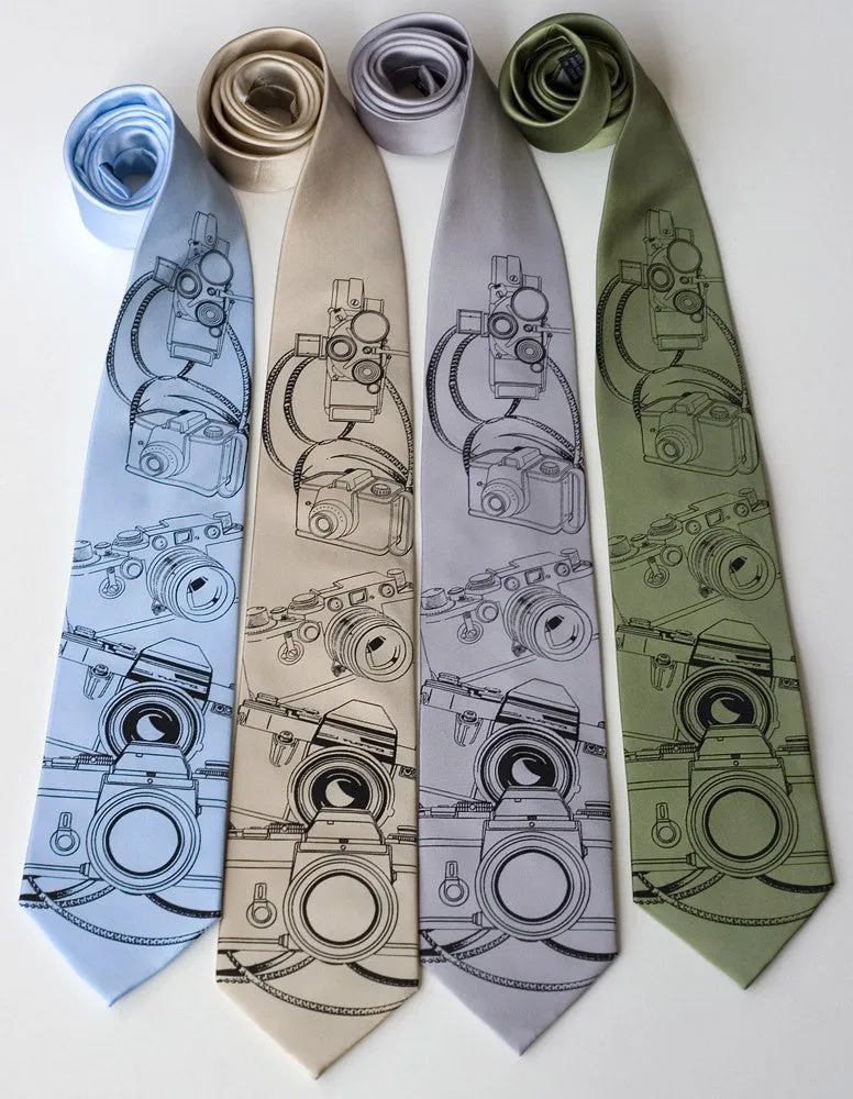 Camera Print Necktie. Photographer Tie.