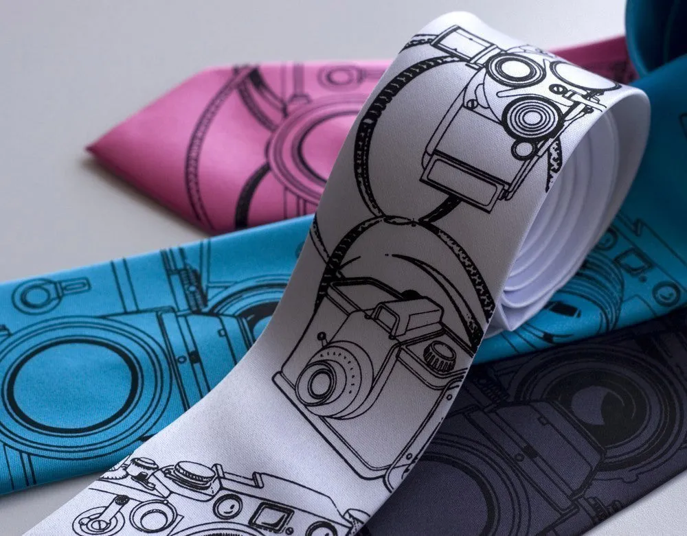 Camera Print Necktie. Photographer Tie.