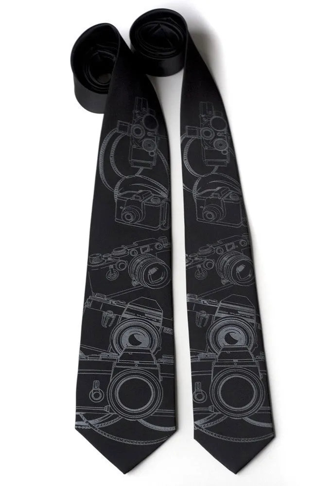 Camera Print Necktie. Photographer Tie.