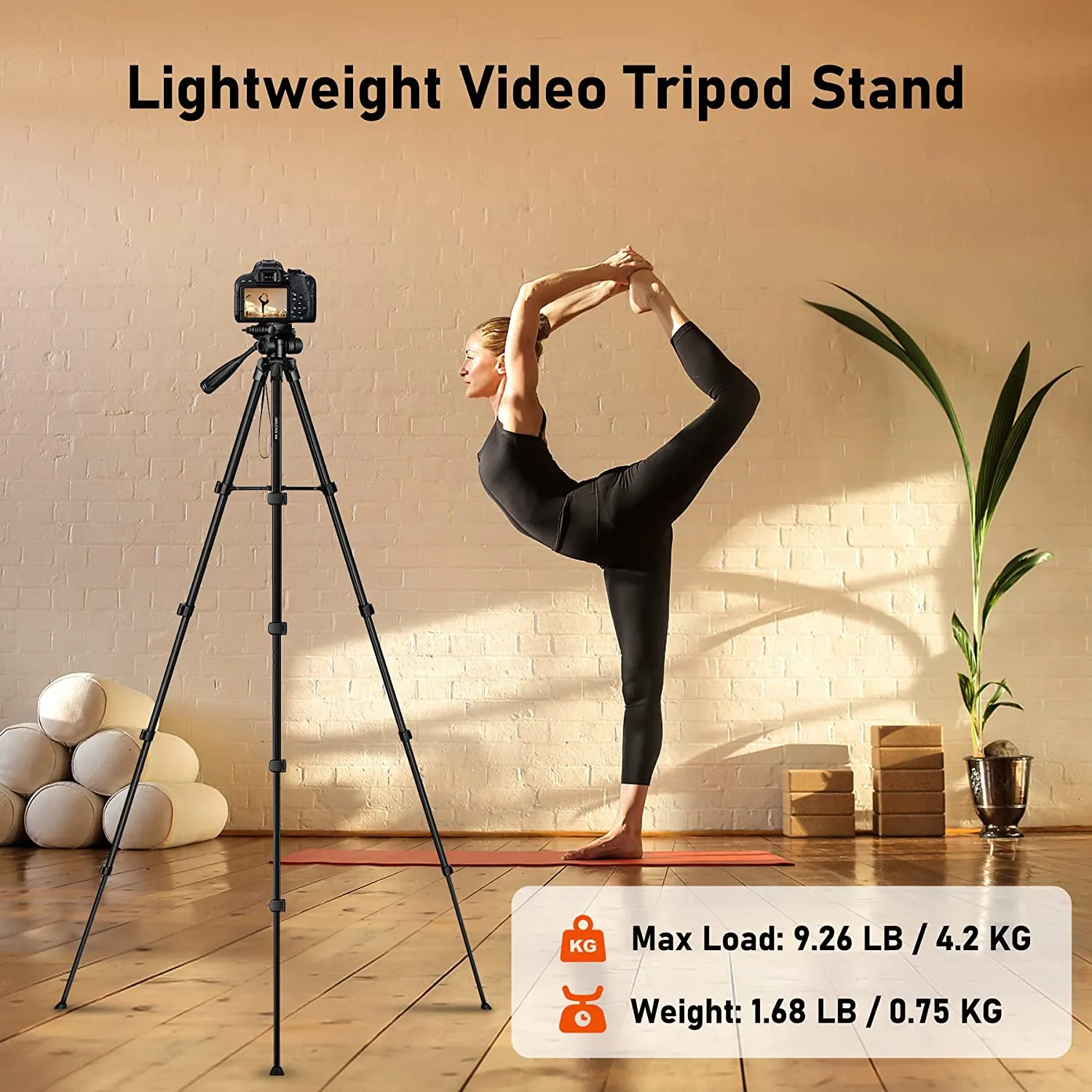 Camera Tripod, 68" Tripod Stand for Phone Tablet Photo Video, Travel Floor Tripods Compatible with iPad Pro iPhone Canon Nikon DSLR, Cell Phone Tripods with Remote/Travel Bag / 2 in 1 Mount(USA)
