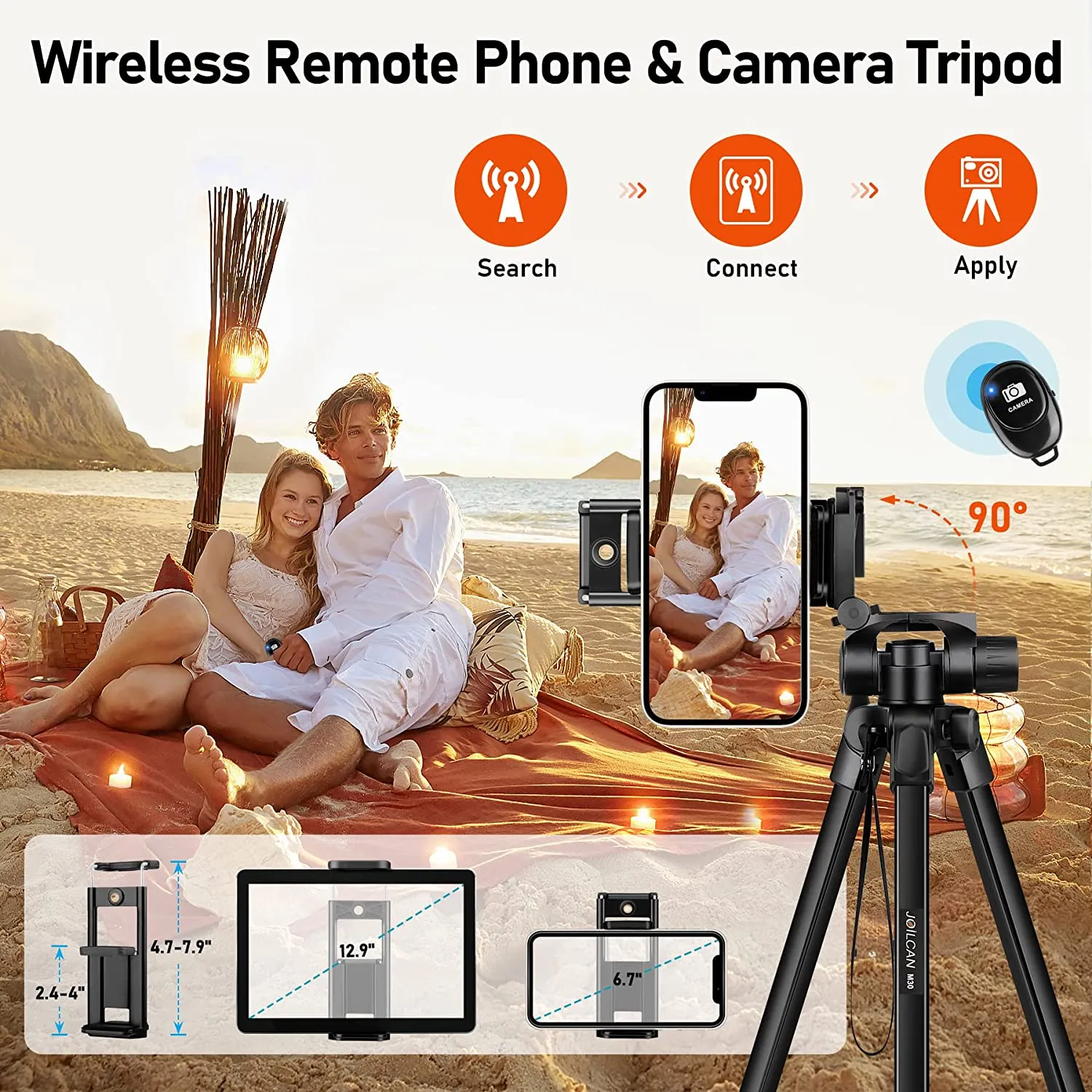 Camera Tripod, 68" Tripod Stand for Phone Tablet Photo Video, Travel Floor Tripods Compatible with iPad Pro iPhone Canon Nikon DSLR, Cell Phone Tripods with Remote/Travel Bag / 2 in 1 Mount(USA)