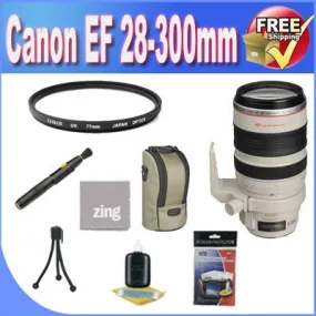 Canon EF 28-300mm f/3.5-5.6L is USM Lens   3 Piece Filter Kit   Lens Case   Zing Microfiber Cleaning Cloth   Lens Pen Cleaner Bundle