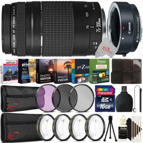 Canon EF 75-300mm III Lens with EF-EOS M Adapter 16GB Accessory Bundle Canon EF 75-300mm III Lens with EF-EOS M Adapter 16GB Accessory Bundle