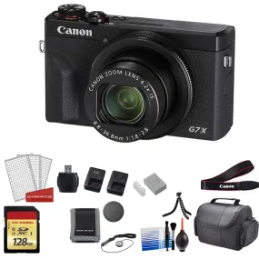 Canon PowerShot G7X Mark III Camera (Black) with 2x 64GB Memory Cards Bundle
