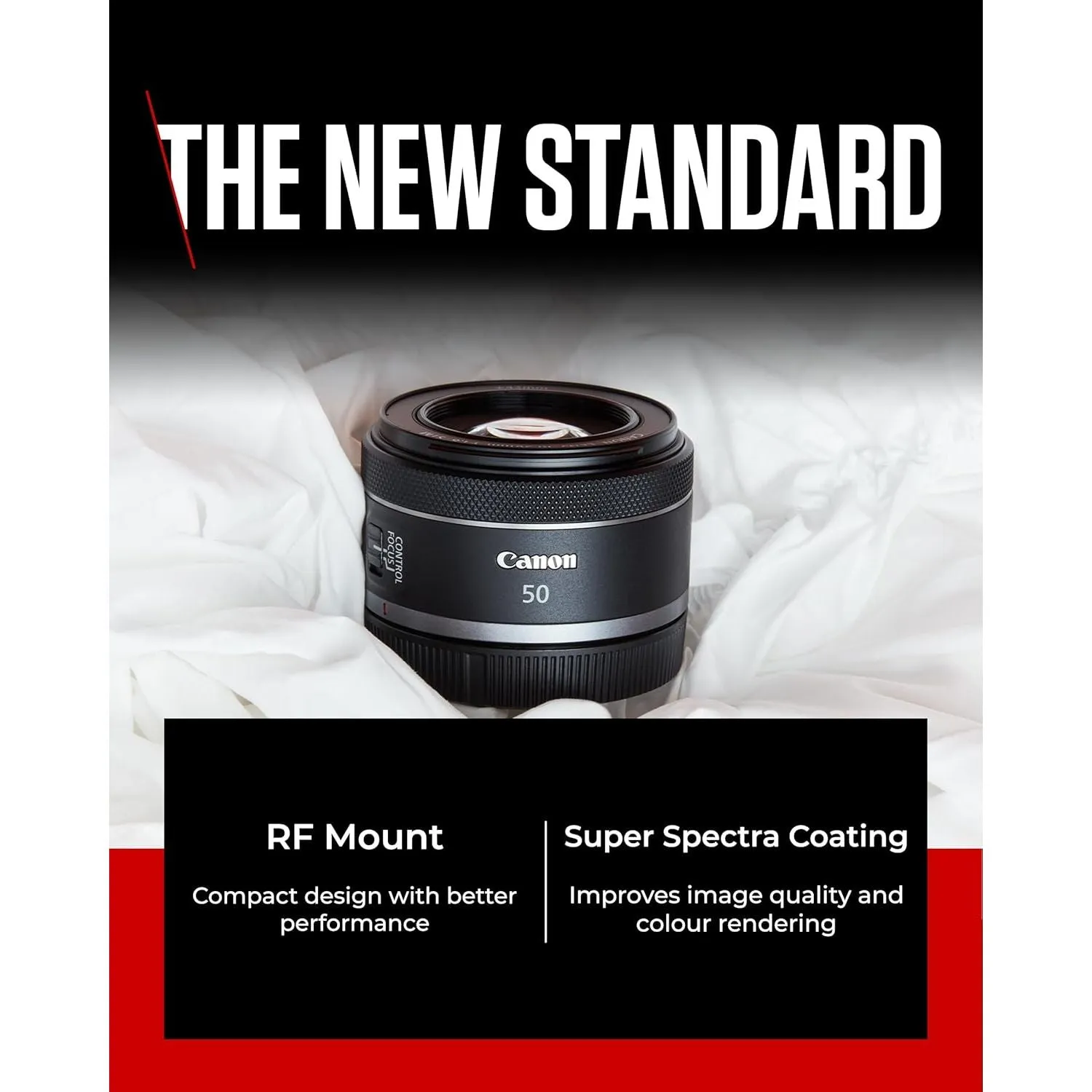Canon RF 50mm F1.8 STM Lens - Compact, Lightweight, Fast Aperture - For EOS R Series Cameras, Black