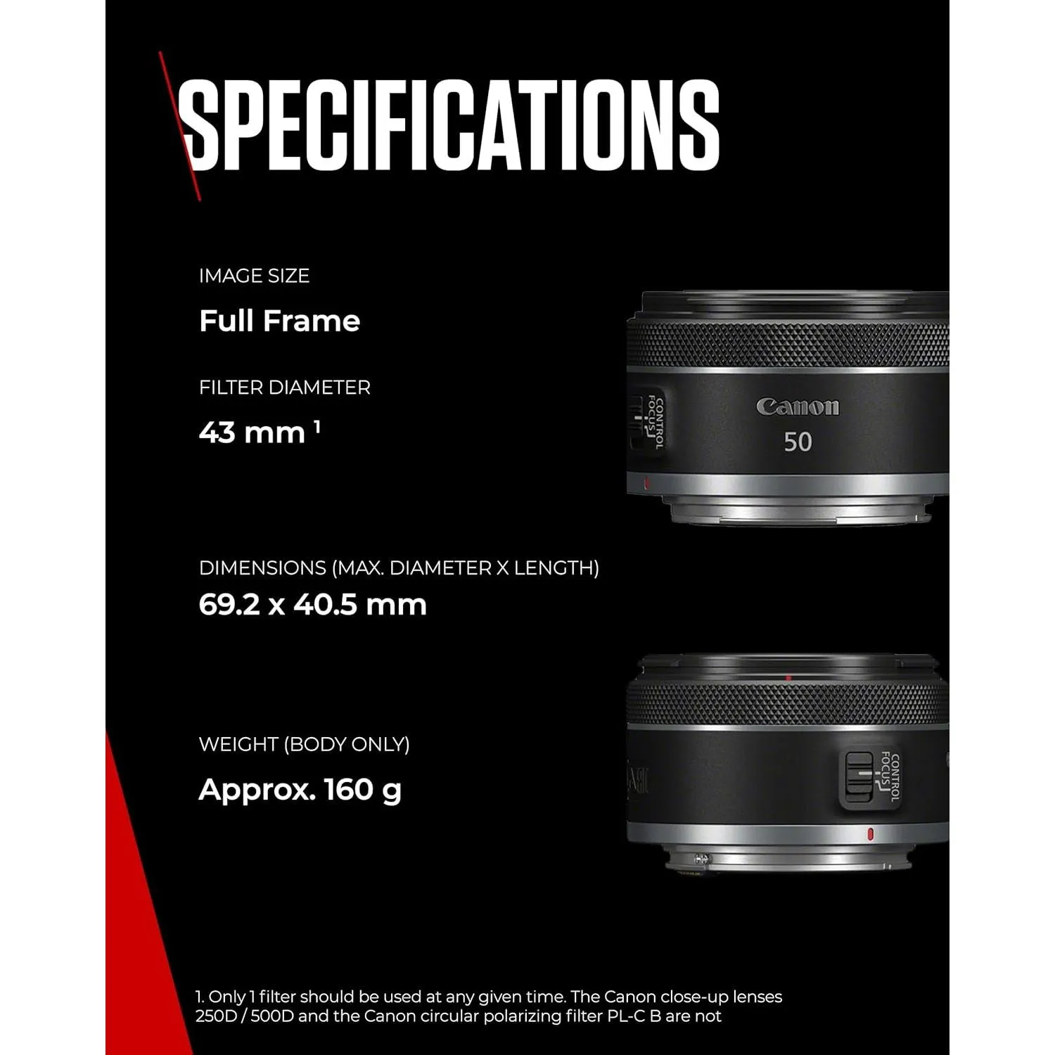 Canon RF 50mm F1.8 STM Lens - Compact, Lightweight, Fast Aperture - For EOS R Series Cameras, Black