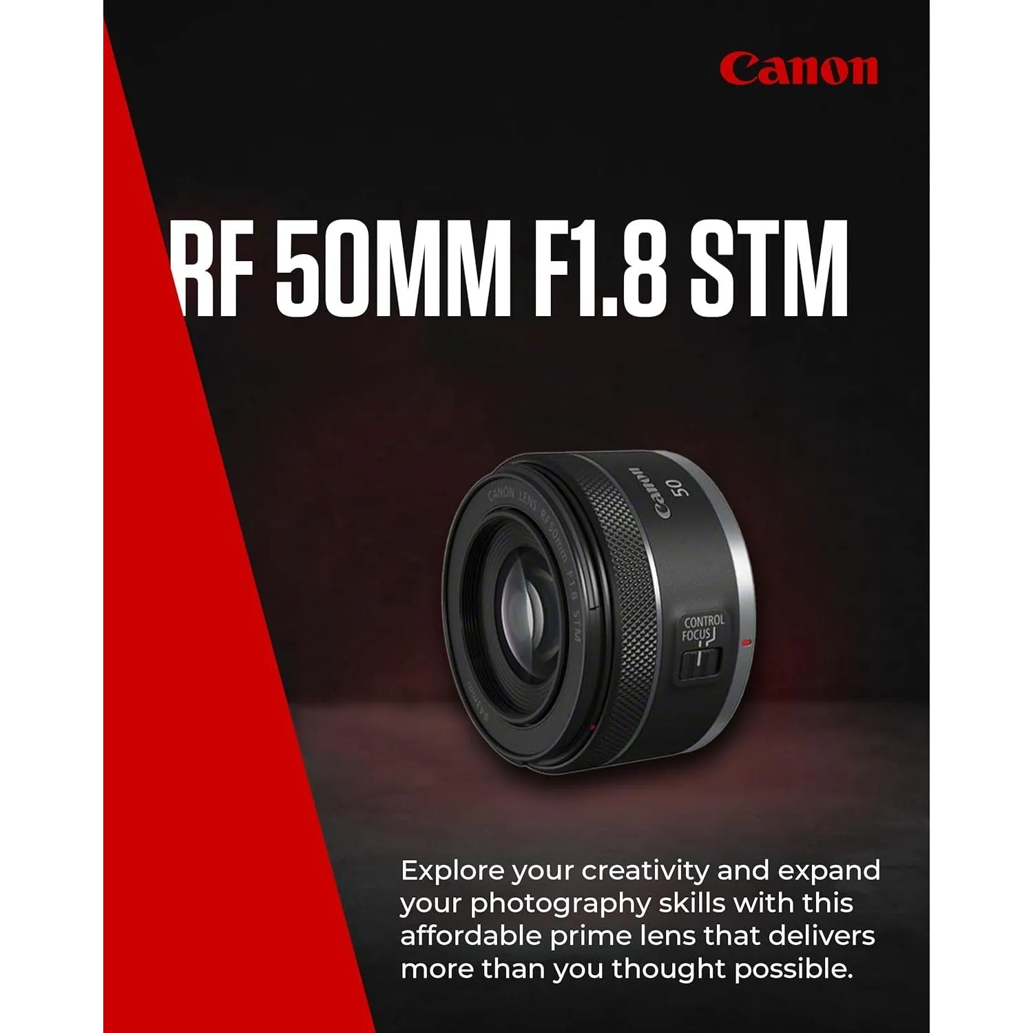 Canon RF 50mm F1.8 STM Lens - Compact, Lightweight, Fast Aperture - For EOS R Series Cameras, Black