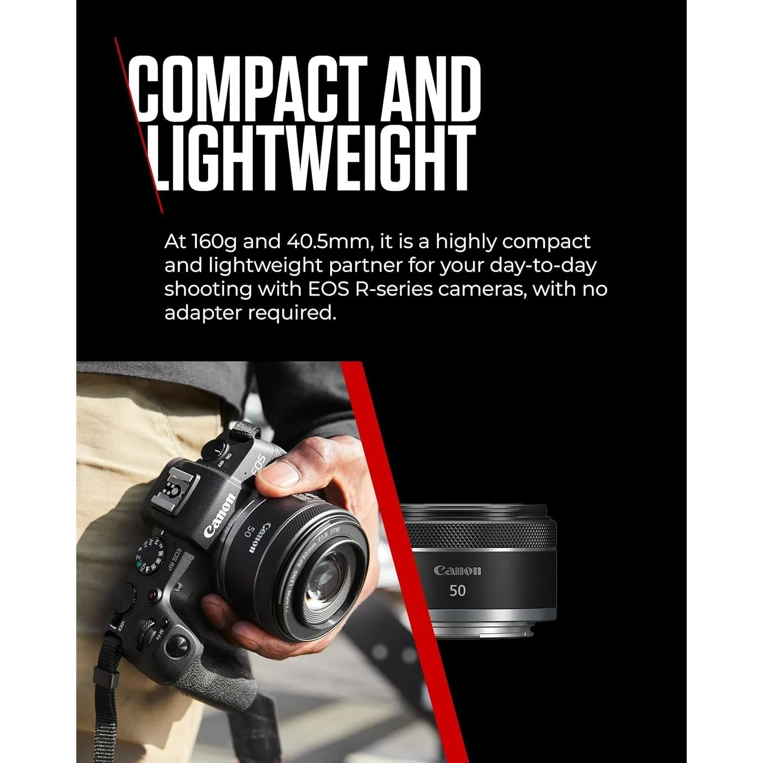 Canon RF 50mm F1.8 STM Lens - Compact, Lightweight, Fast Aperture - For EOS R Series Cameras, Black