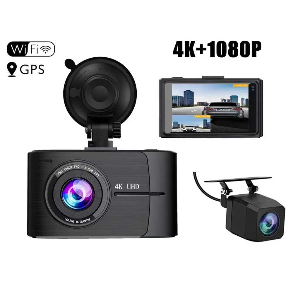 Car HD Driving Recorder 3-Inch 4k 1080p Dual Lens Wide-angle Dual