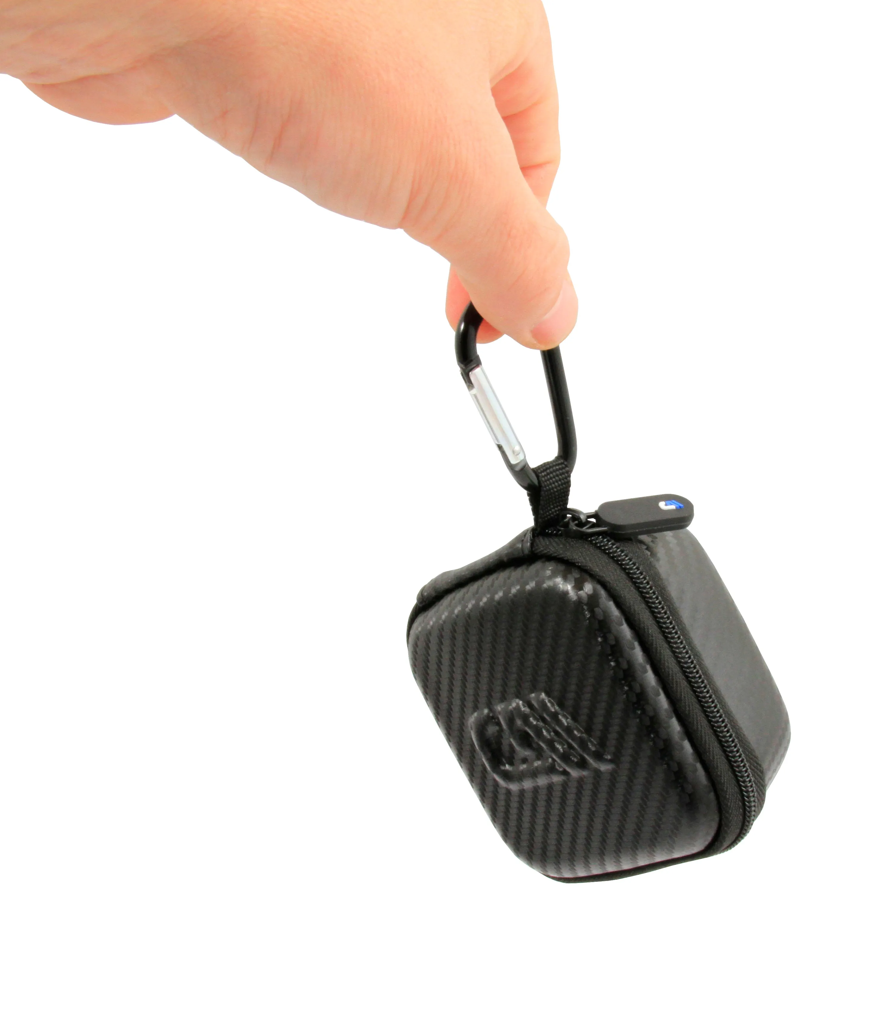 CASEMATIX 3.75" Hard Shell EVA Travel Case with Carabiner Clip - Fits Accessories up to 3.25" x 3.25" x 1.75"