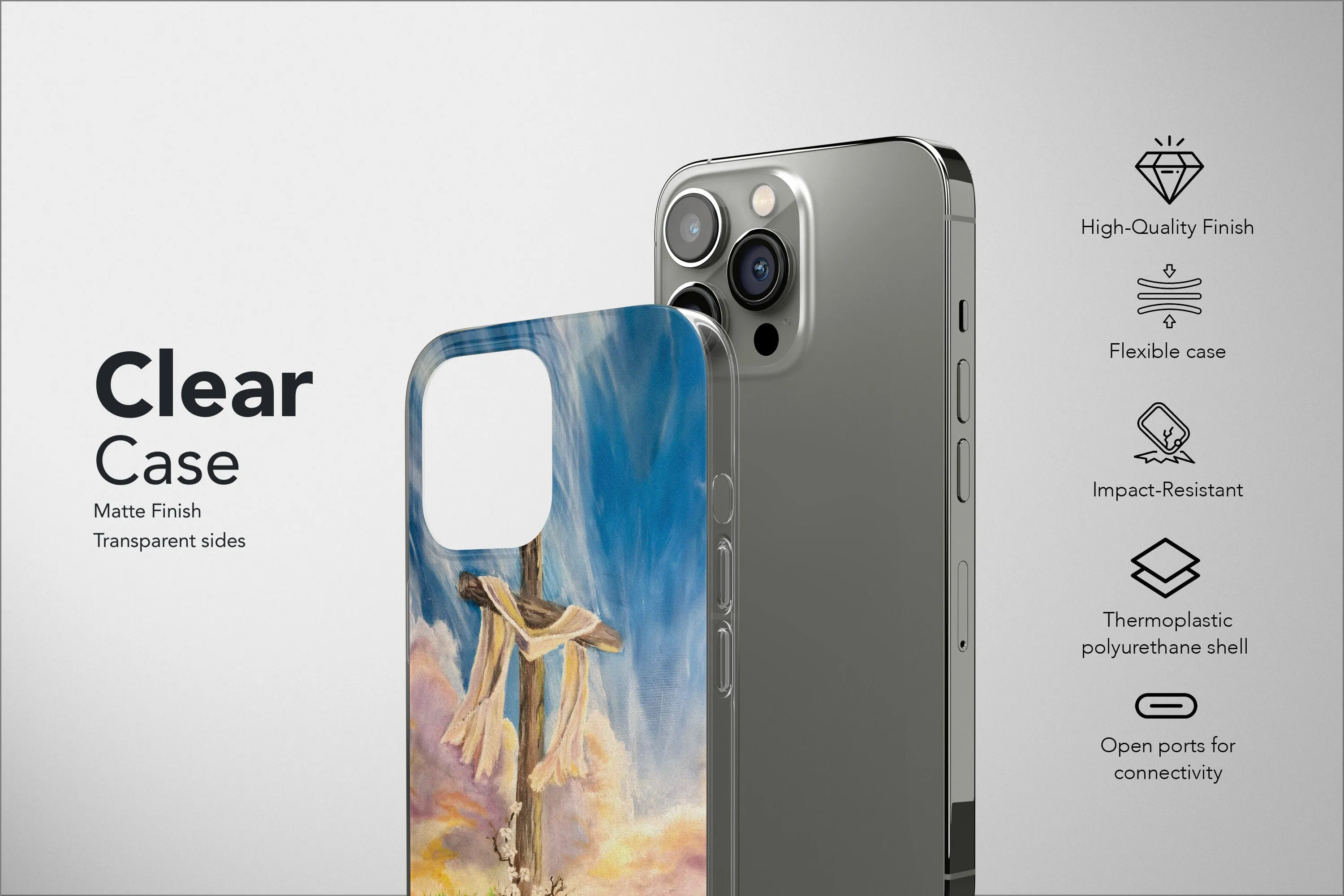 Christian Phone Case Religious Cross Art Aesthetic Cover