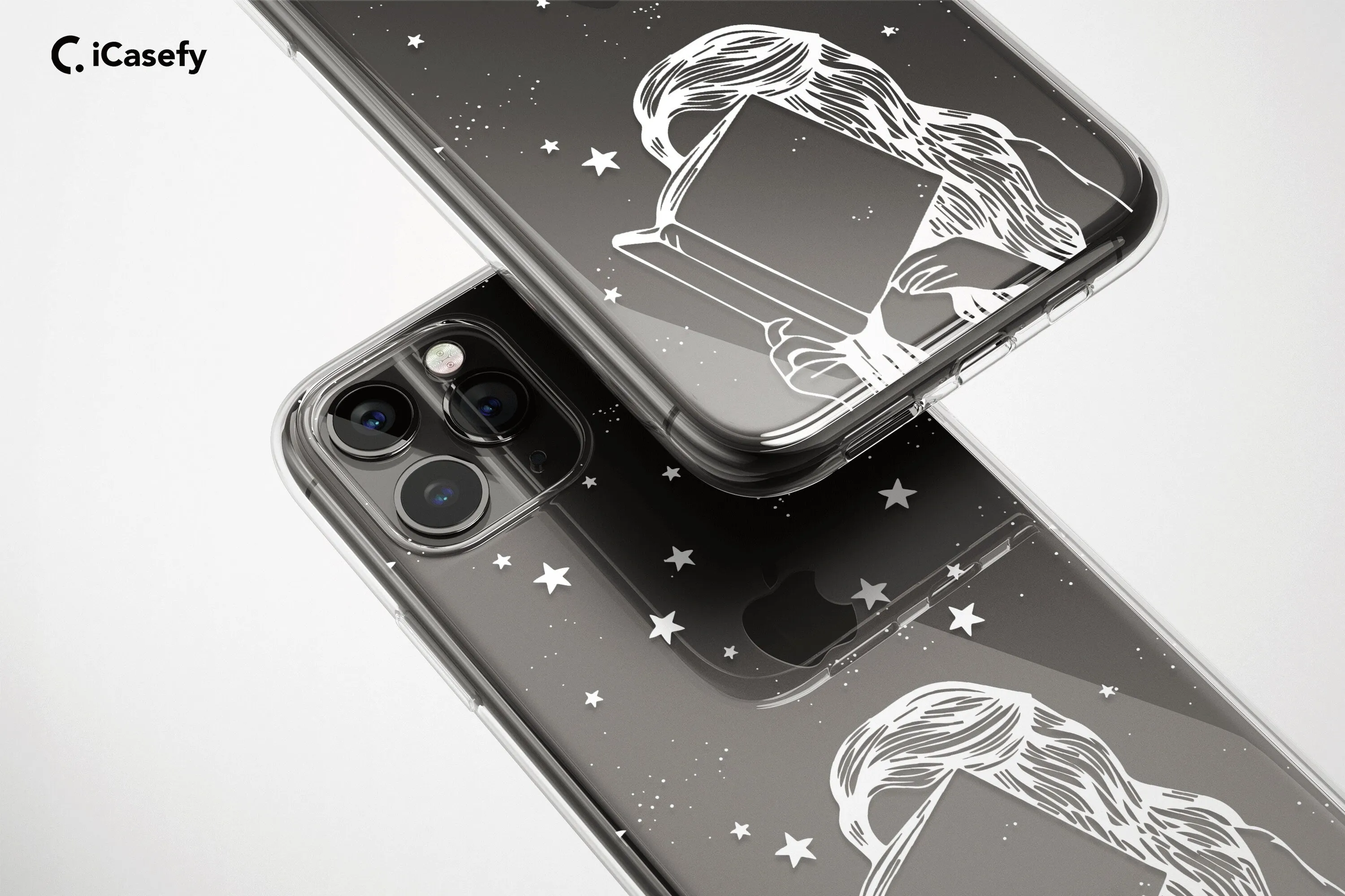 Clear Book Lover Phone Case Bookish Woman Stars Cover