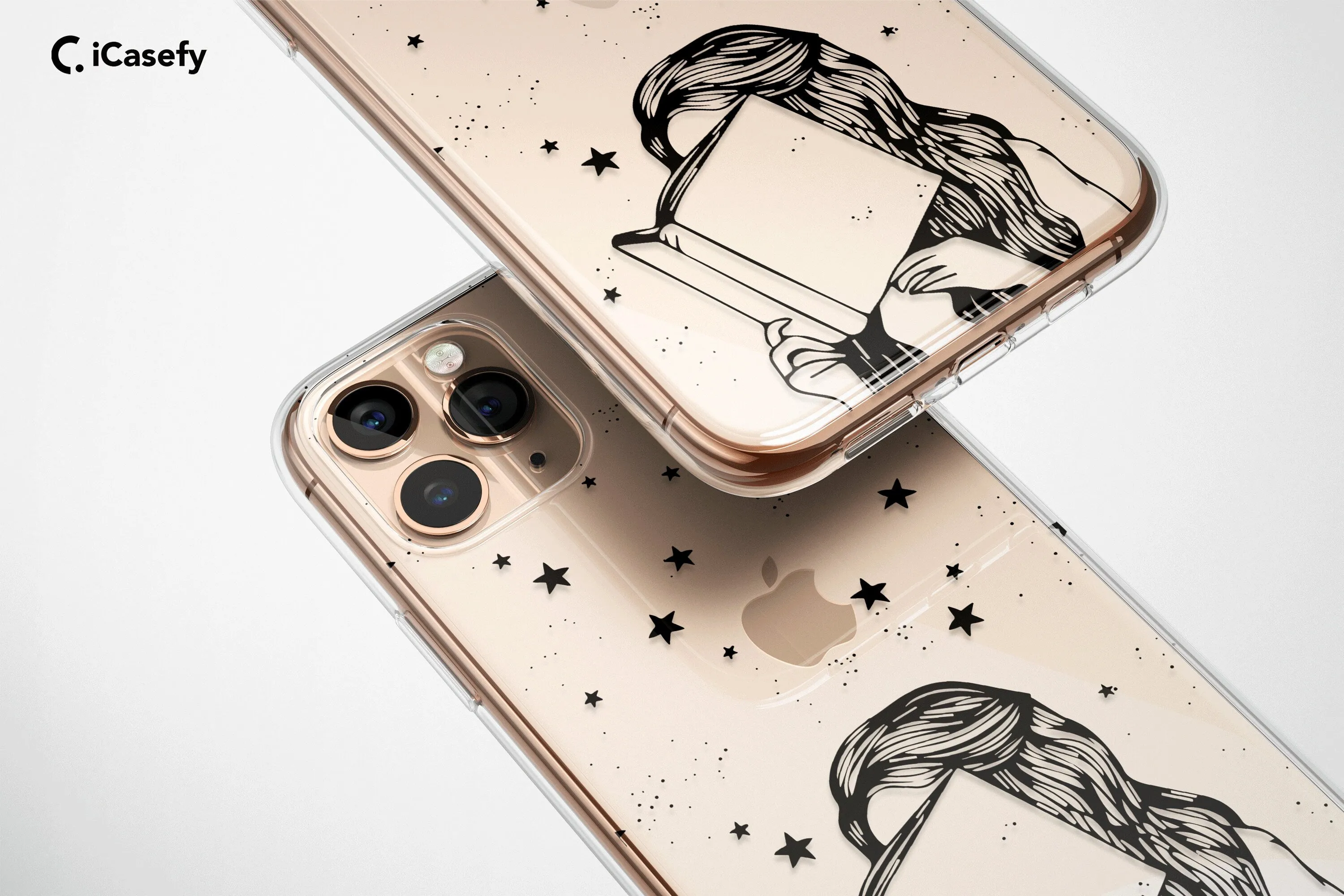 Clear Book Lover Phone Case Bookish Woman Stars Cover