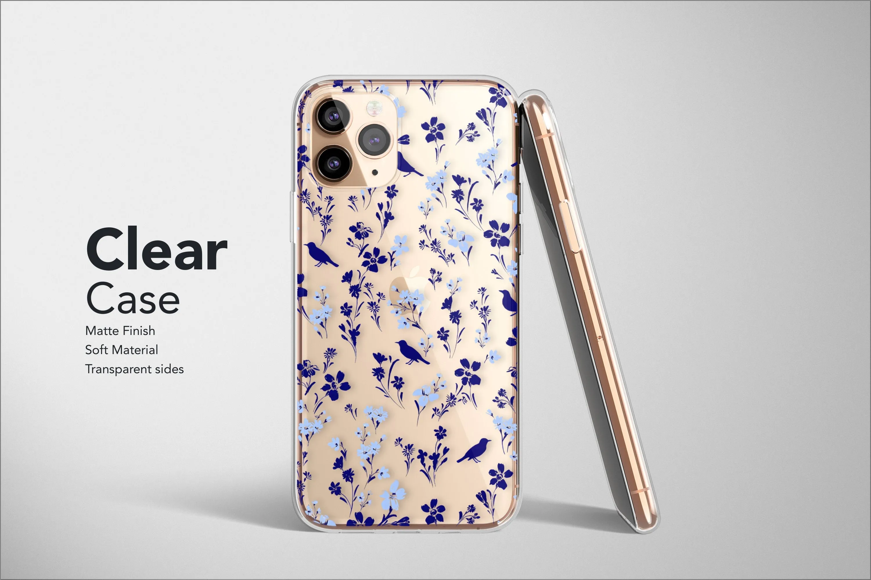Clear Flower Phone Case Floral Wildflower Art Cover