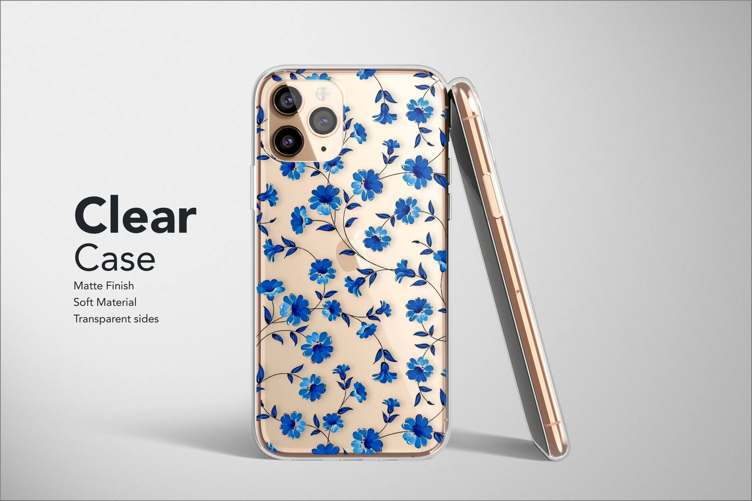 Clear Flower Phone Case Floral Wildflower Art Cover