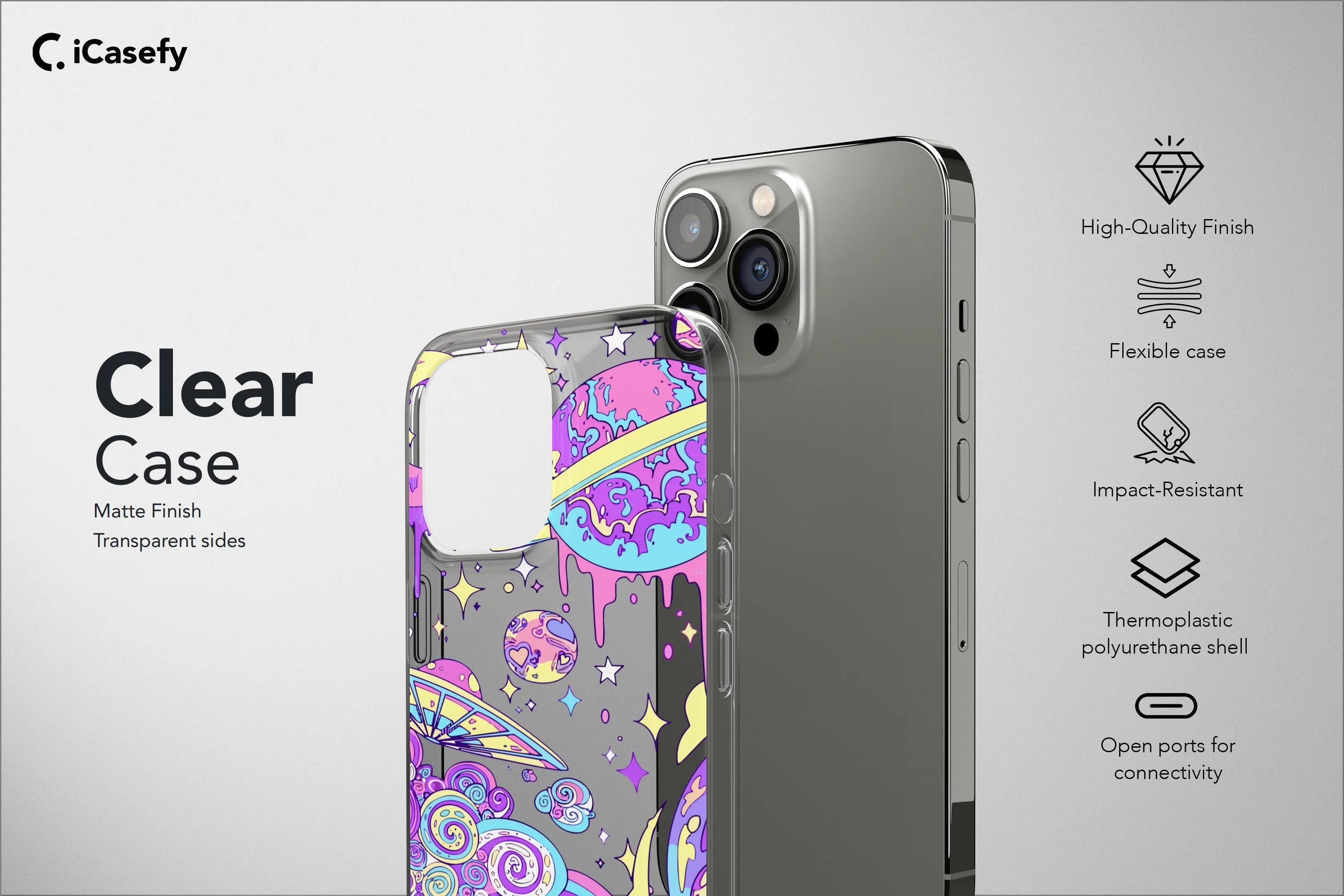 Clear Trippy Psychedelic Phone Case Glitch Cover
