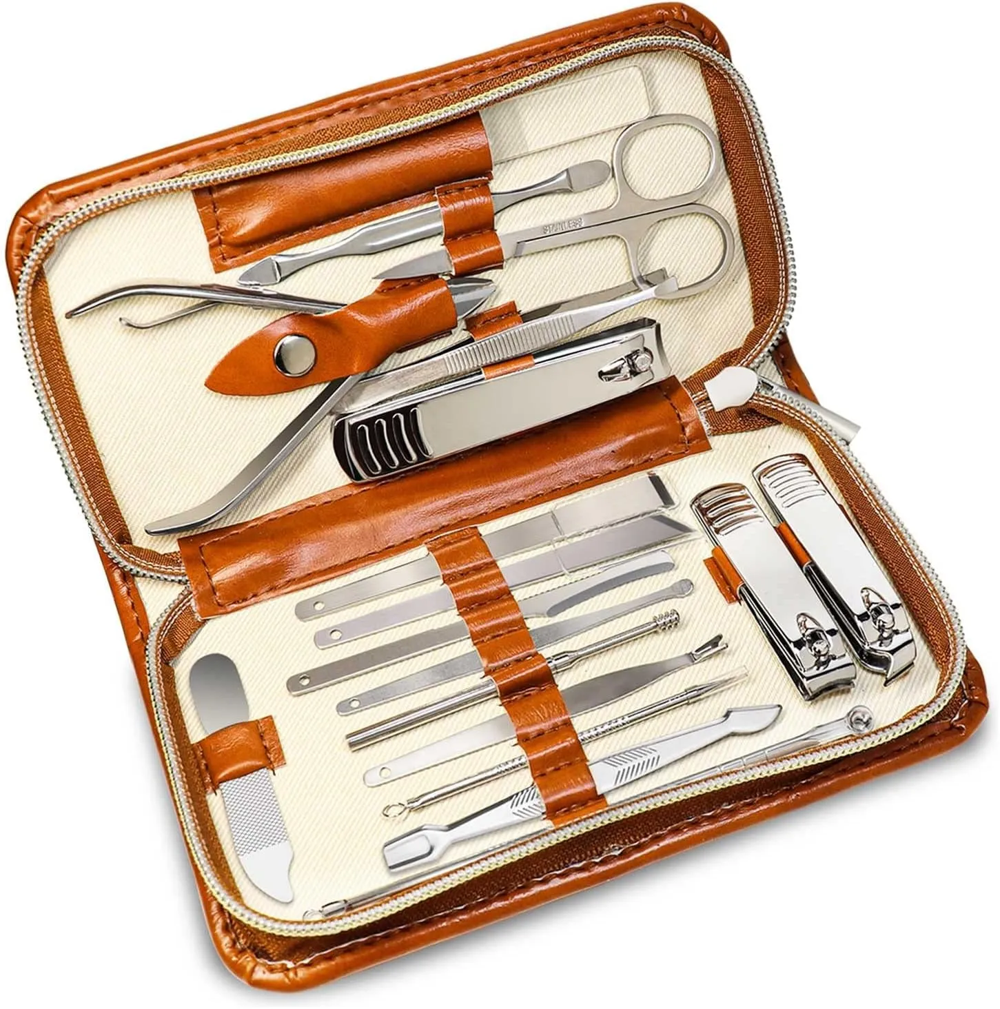 Compact 10-Piece Travel Manicure Set - Pink Stainless Steel Nail Clippers and Pedicure Kit for Women