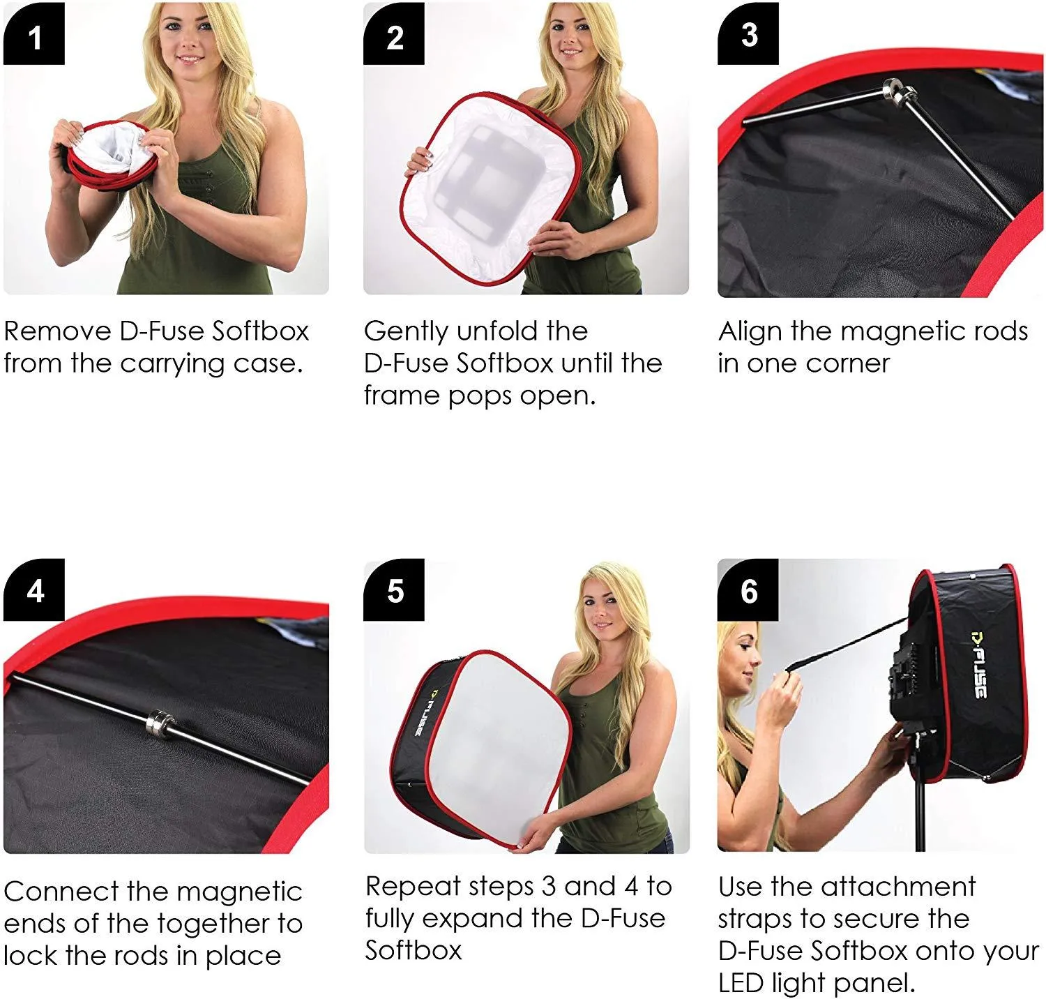 D-Fuse DF-1A Collapsible Softbox for Aputure Amaran 528 672 LED Panels