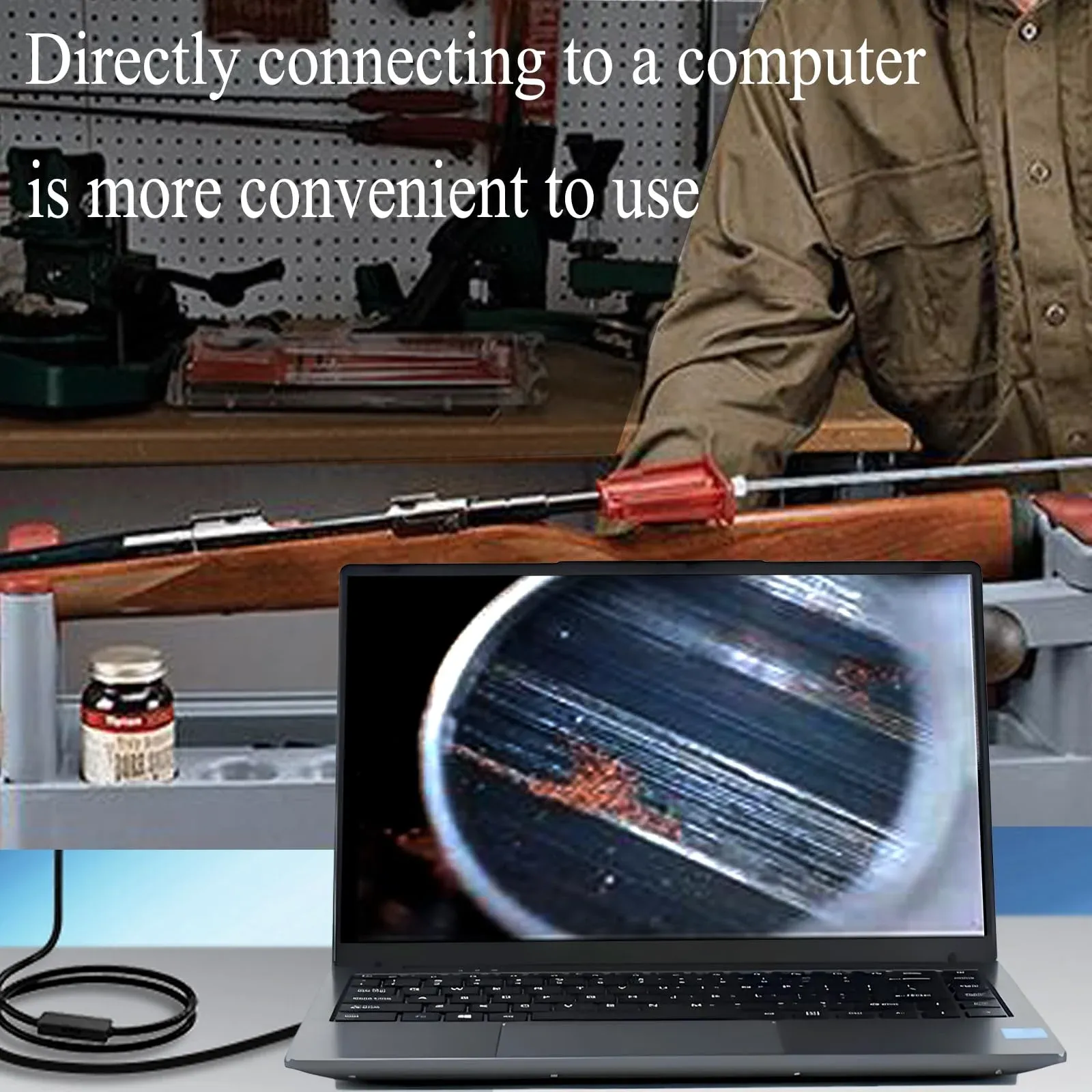 Daxiongmao Endoscope Camera with Light, Rifle Borescope, Fits 0.2 ~.03 Inch Caliber Larger-Hunting Shooting Firearms Visual Barrel Inspection Tools, Gadgets for Men