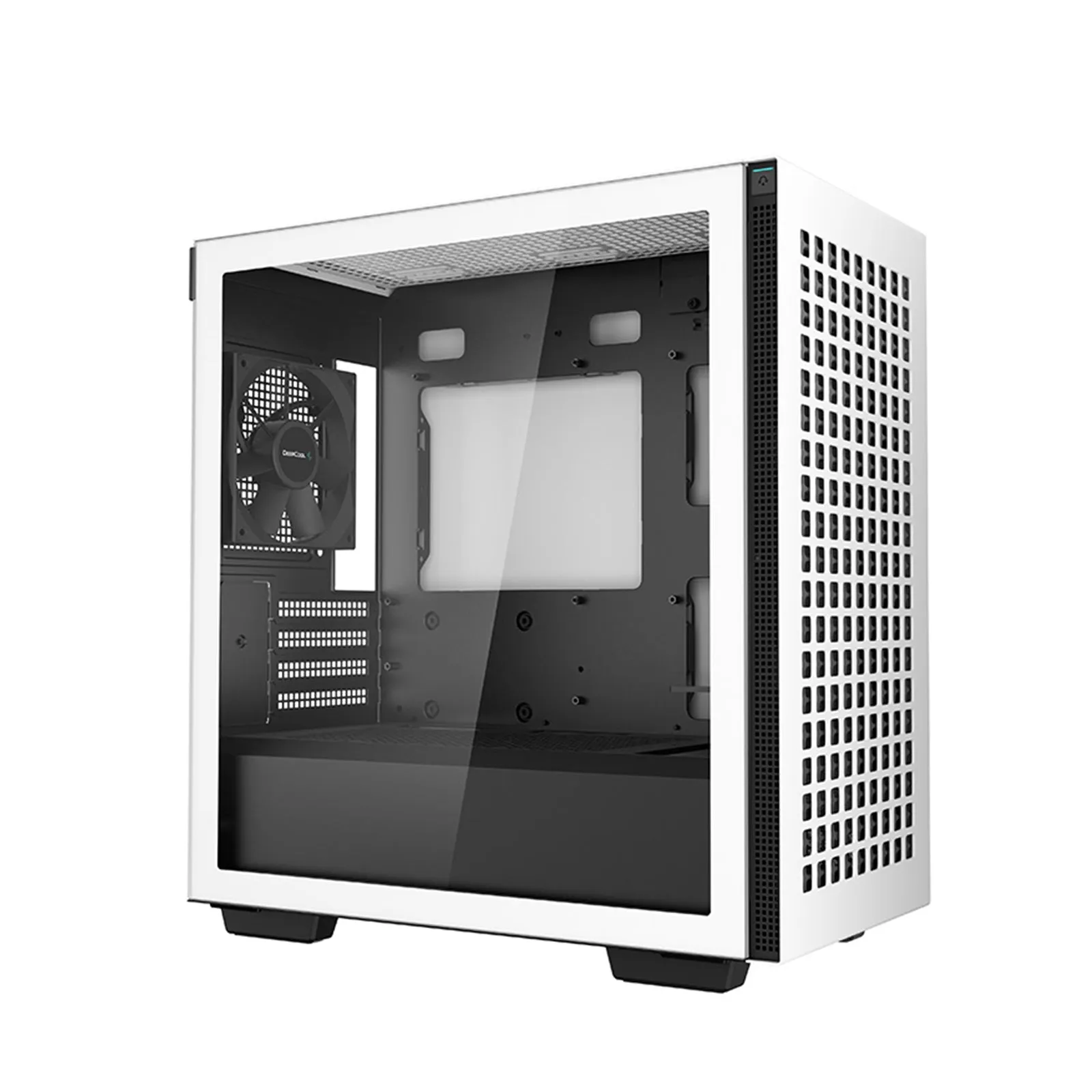 DeepCool CH370 WH Micro ATX Case with Tempered Glass Side Panel, 2 x USB 3.0, 4 x Expansion Slots with support for a 360mm Radiator and up to 8x 120mm Fans, White